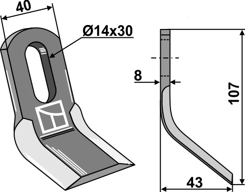 Y- kniv 107x40mm geeignet für: Becchio & Mandrile Y-knive, slagle, hammerslagler, hammerslagler PTA