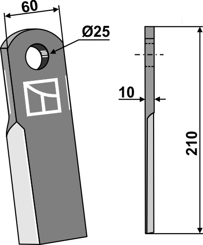 Straight blade 210x60mm geeignet für: Lagarde Flails, Y-blades, straight blades, pruning hammers, pruning hammers PTA