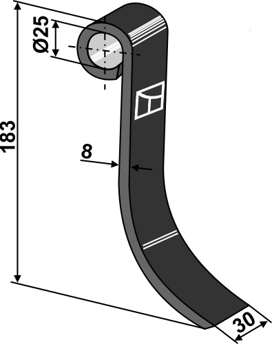 Slagle 183x30mm geeignet für: Becchio & Mandrile Y-knive, slagle, hammerslagler, hammerslagler PTA