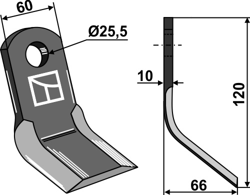 Couteau-Y 120x60mm geeignet für: Falc Marteaux broyeurs,   couteaux-Y, fléaux