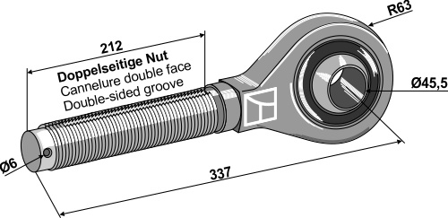 Tie-rod Ø45,5 - left thread geeignet für: Case Top-links Accessories