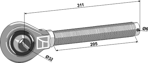 Tie-rod 1.3/4'' - right thread geeignet für: Case Top-links Accessories