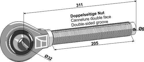 Tie-rod 1.3/4'' - left thread geeignet für: Case Top-links Accessories