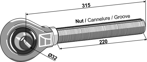 Tie-rod 1.1/2 - Cat. III - left thread geeignet für: Case Top-links Accessories