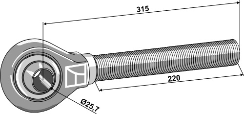 Tie-rod 1.1/2 - Cat. II - left thread geeignet für: Case Top-links Accessories
