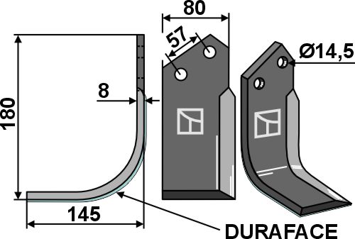 Fræserkniv 108x80mm, venstre - DURAFACE geeignet für: Breviglieri / Breviagri fræserkniv og rotortænder