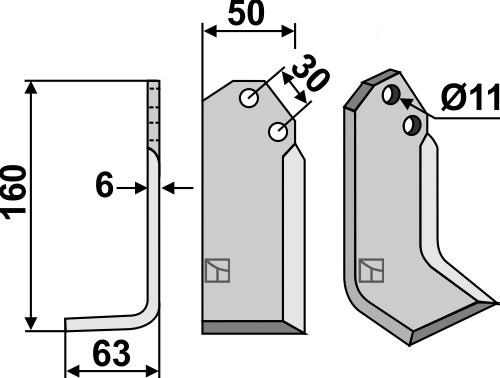 Fræserkniv 160x50mm, venstre geeignet für: CAB fræserkniv