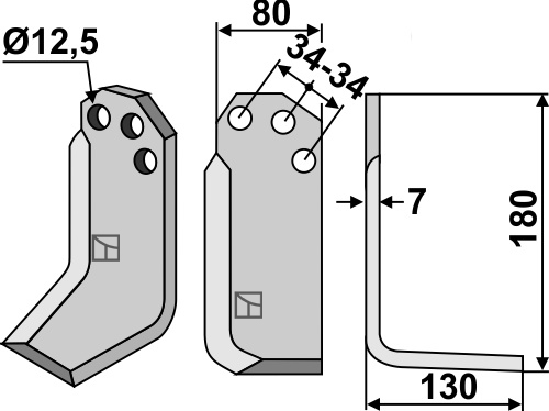 Freesmes 180x80mm, rechts geeignet für: Carraro S.p.A. freesmes