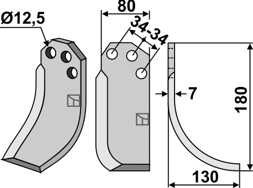 Freesmes 180x80mm, rechts geeignet für: Carraro S.p.A. freesmes