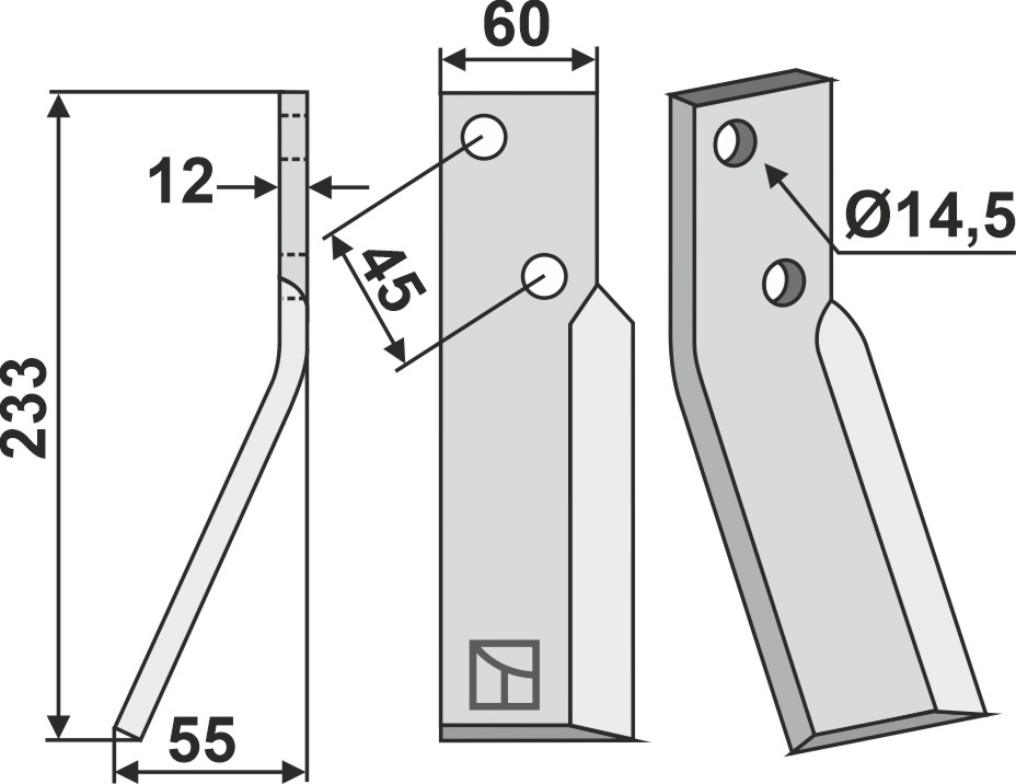 Rotortanden 233x60mm, links geeignet für: Falc freesmes