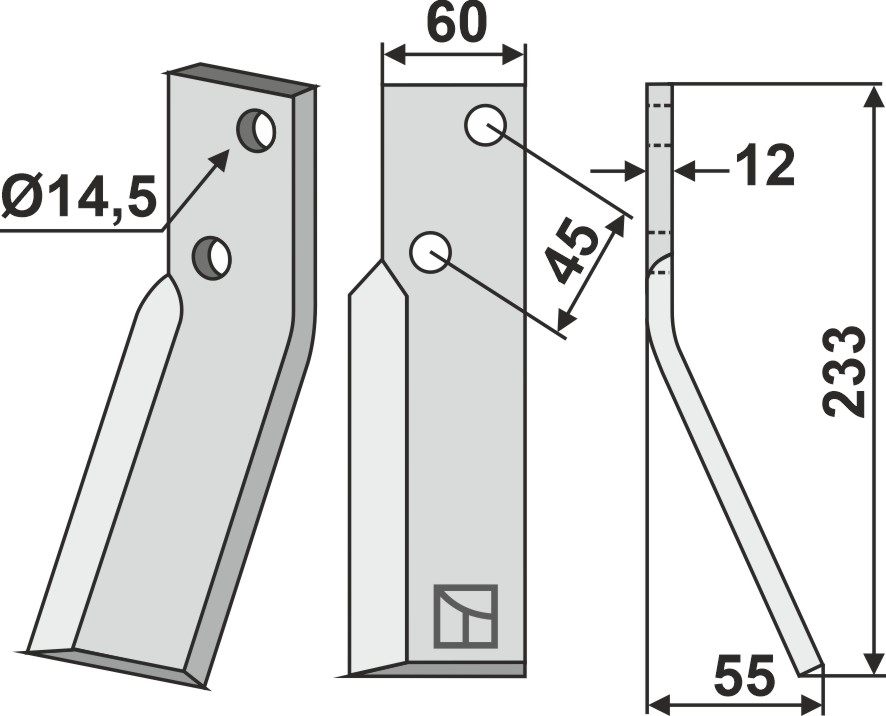 Rotortanden 233x60mm, rechts geeignet für: Falc freesmes