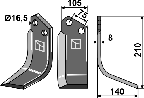 Freesmes 210x105mm, rechts geeignet für: Falc freesmes
