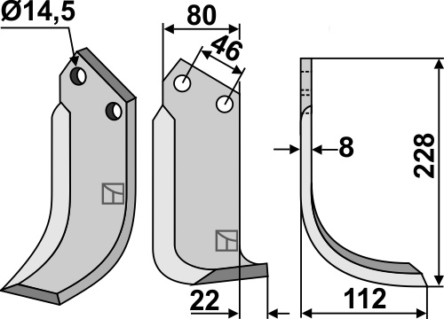 Blade 228x80mm, right geeignet für: Maletti blade