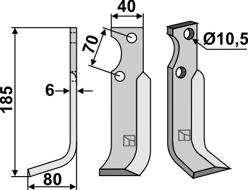 Fræserkniv 185x40mm, venstre geeignet für: Goldoni fræserkniv