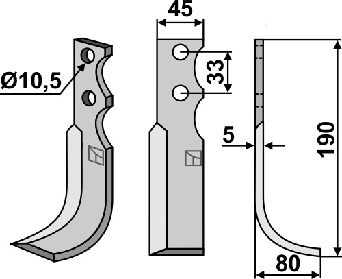 Fræserkniv 190x45mm, højre geeignet für: Goldoni fræserkniv
