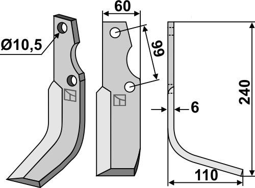 Fræserkniv 240x60mm, højre geeignet für: Goldoni fræserkniv
