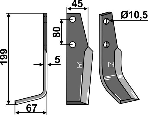 Fræserkniv 199x45mm, venstre geeignet für: Goldoni fræserkniv