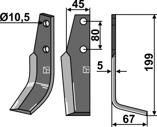 Fræserkniv 199x45mm, højre geeignet für: Goldoni fræserkniv