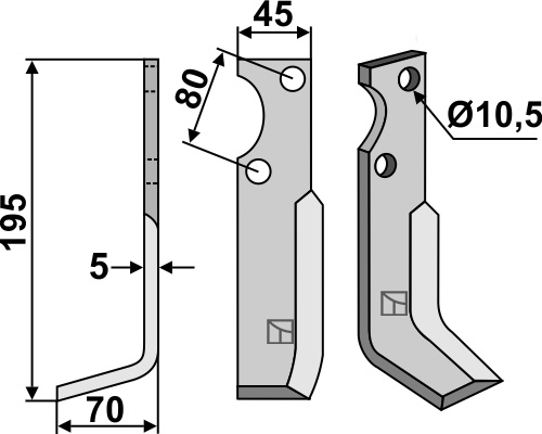Fræserkniv 195x45mm, venstre geeignet für: Goldoni fræserkniv