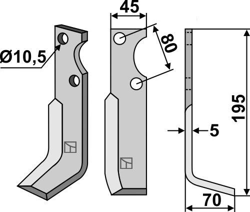 Fræserkniv 195x45mm, højre geeignet für: Goldoni fræserkniv