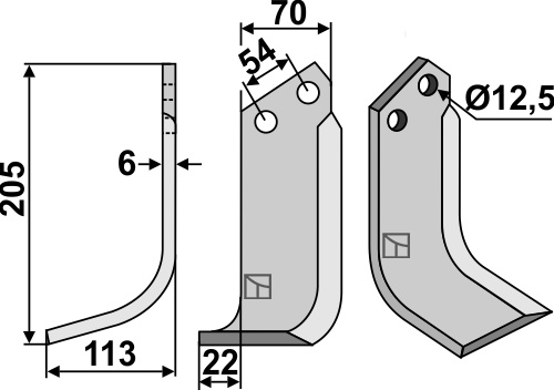 Fræserkniv 205x70mm, venstre geeignet für: Goldoni fræserkniv