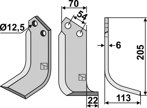Fræserkniv 205x70mm, højre geeignet für: Goldoni fræserkniv