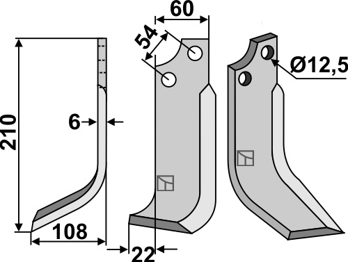 Fræserkniv 210x60mm, venstre geeignet für: Goldoni fræserkniv
