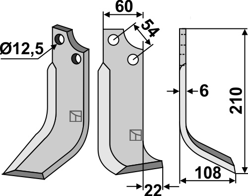 Fræserkniv 210x60mm, højre geeignet für: Goldoni fræserkniv