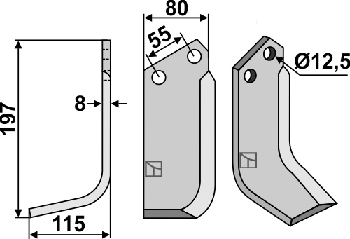 Fræserkniv 197x80mm, venstre geeignet für: Gramegna fræserkniv