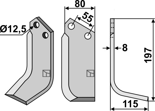 Fræserkniv 197x80mm, højre geeignet für: Gramegna fræserkniv
