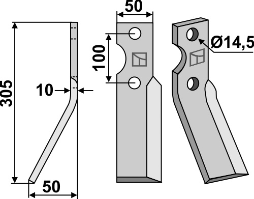 Ząb obrotowy 305x50mm, lewy geeignet für: Simon ząb obrotowy