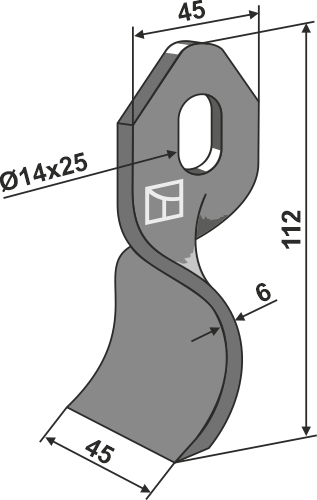 Flail 112x45mm geeignet für: Spearhead Pruning hammers, blades, flails, mower-blades, twisted blades, y-blades