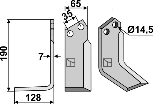 Cuchilla 190x65mm, izquierdo geeignet für: Krone cuchilla y cuchilla de rotavator