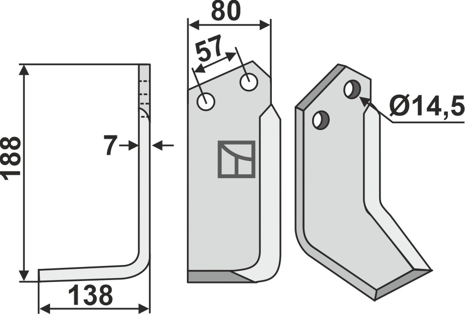 Cuchilla 188x80mm, izquierdo geeignet für: Krone cuchilla y cuchilla de rotavator