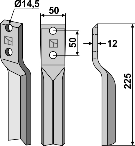 Cuchilla de rotavator 225x50mm geeignet für: Krone cuchilla y cuchilla de rotavator