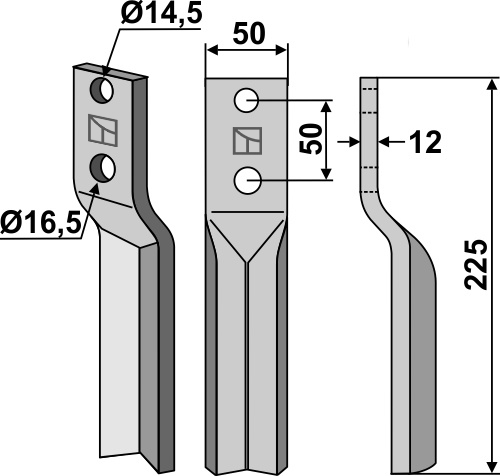 Cuchilla de rotavator 225x50mm geeignet für: Krone cuchilla y cuchilla de rotavator