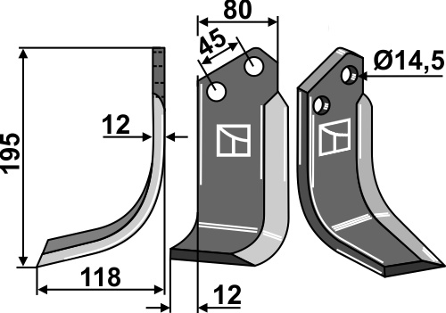 Blade 195x80mm, left geeignet für: Maletti blade