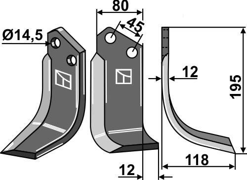 Blade 195x80mm, right geeignet für: Maletti blade