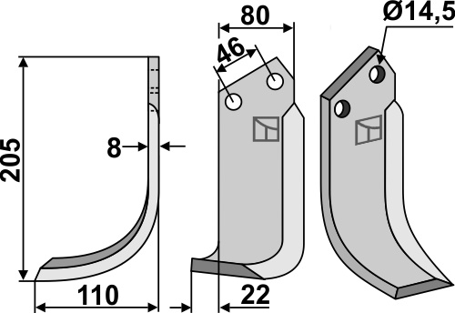 Blade 205x80mm, left geeignet für: Maletti blade