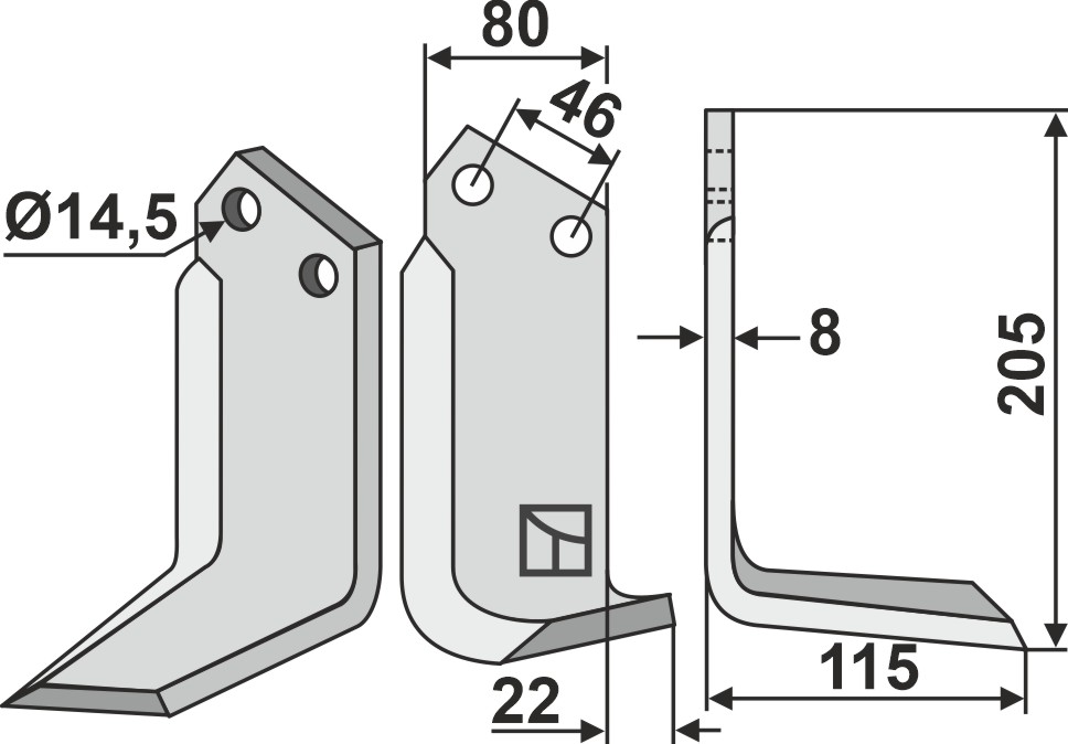 Blade 205x80mm, right geeignet für: Maletti blade