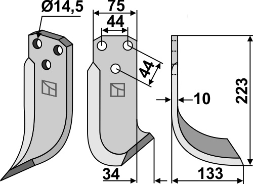 Blade 223x75mm, right geeignet für: Maletti blade