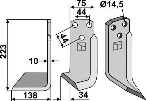 Blade 223x75mm, left geeignet für: Maletti blade