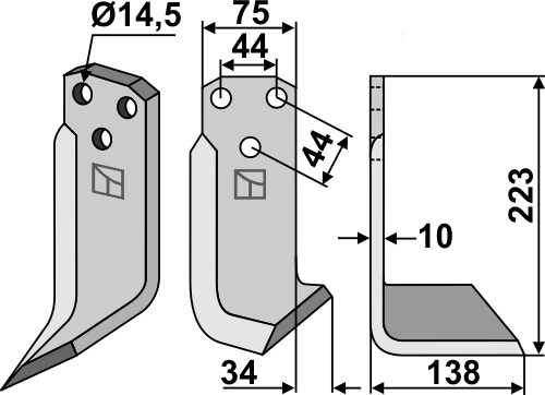 Blade 223x75mm, right geeignet für: Maletti blade