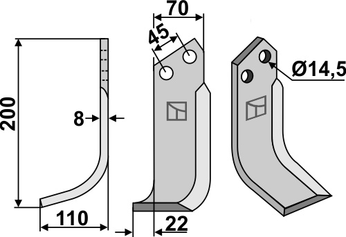 Blade 200x70mm, left geeignet für: Maletti blade