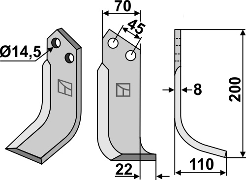 Blade 200x70mm, right geeignet für: Maletti blade