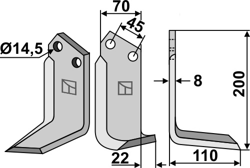 Blade 200x70mm, right geeignet für: Maletti blade