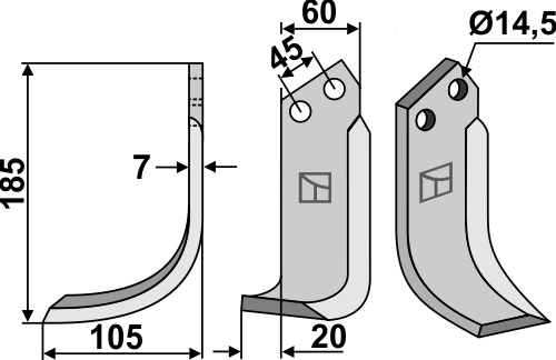 Blade 185x60mm, left geeignet für: Maletti blade