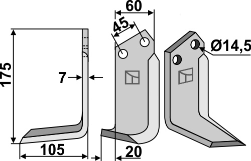 Blade 175x60mm, left geeignet für: Maletti blade