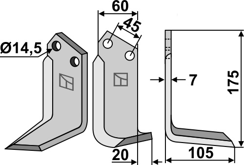 Blade 175x60mm, right geeignet für: Maletti blade