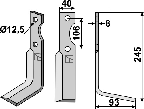 Blade 245x40mm, right geeignet für: Maletti blade